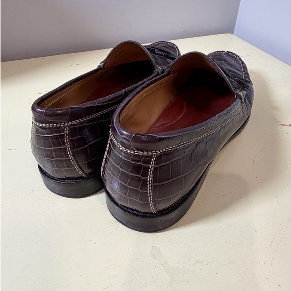 Peter Millar Size 11 Horsebit Crocodile Leather Dark Brown Loafer Made in Brazil - Picture 3 of 10